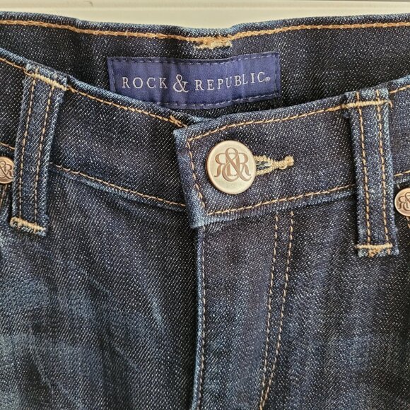 Rock & Republic Jeans Womens Size 10 Kasandra Bootcut Dark Wash Distressed - Picture 5 of 9